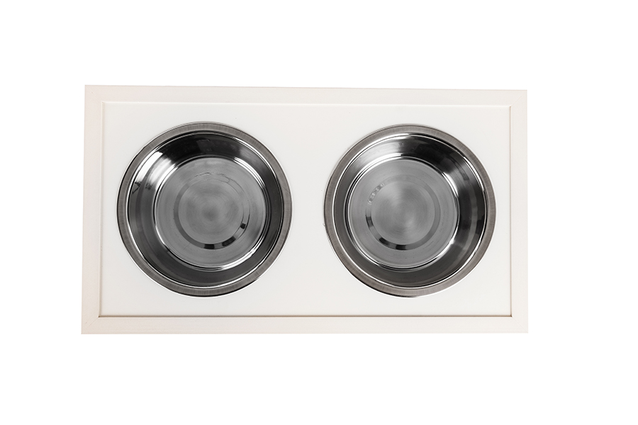 New Age Pet Small Piedmont Double Diner Elevated Dog Bowls & Storage  Antique White - (16.54 L x 8.98 W x 7.99 H)